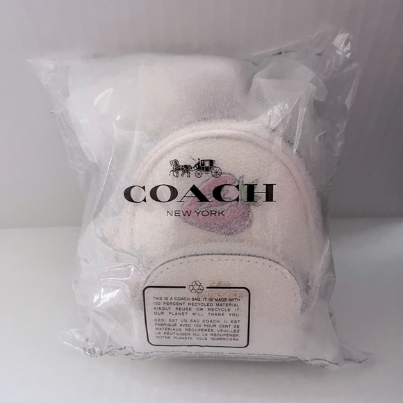 New Coach Mini Court Backpack Bag Charm with Strawberry Print CAO93 - Picture 2 of 5
